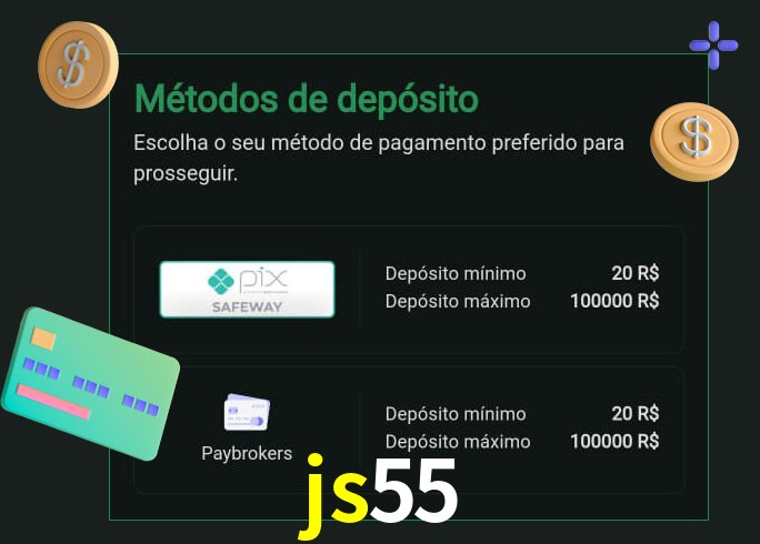 O cassino js55 oferece uma grande variedade de métodos de pagamento
